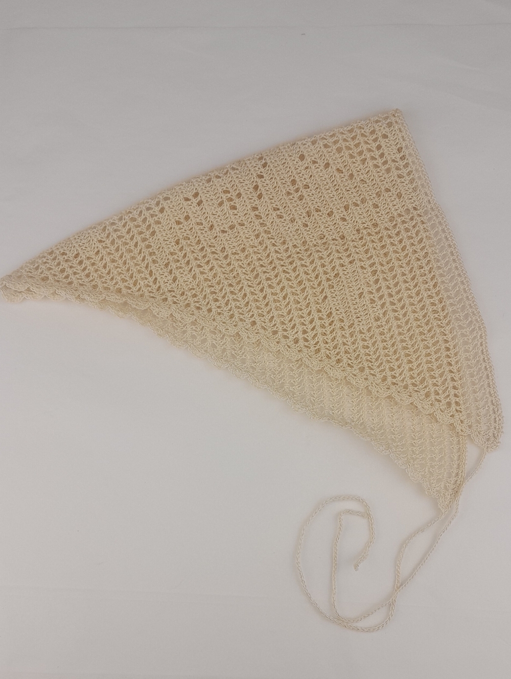 Handcrafted Cream Crochet Butterfly & Hearts Head Bandana Kerchief Tie Back